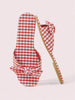CUCCOO DOLLMOD Women Shoes Red And White Plaid Fashion Bow Element Resort Beach Flat Sandals